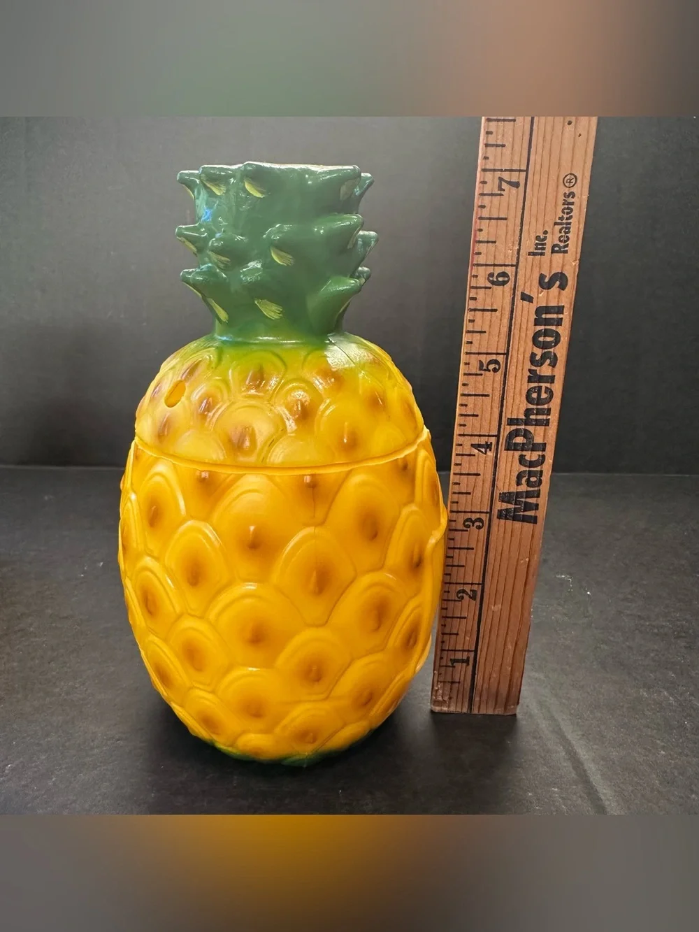 2 Vintage Pineapple Plastic Coin Bank Tumbler Cups Progressive Glass Tiki DIY